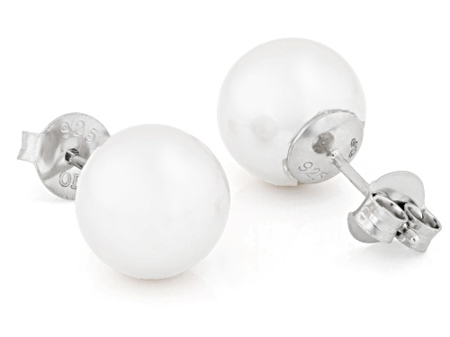 Genusis™ 10mm White Cultured Freshwater Pearl Rhodium Over Sterling Silver Stud Earrings