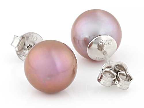 Genusis™ 10mm Purple Cultured Freshwater Pearl Rhodium Over Sterling Silver Stud Earrings