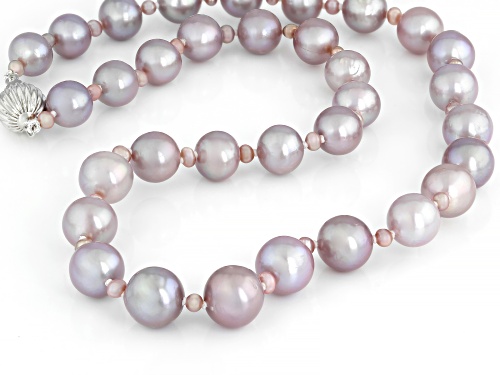 Genusis™ 3-10mm Lavender Cultured Freshwater Pearl Rhodium Over Sterling Silver 18 Inch Strand - Size 18