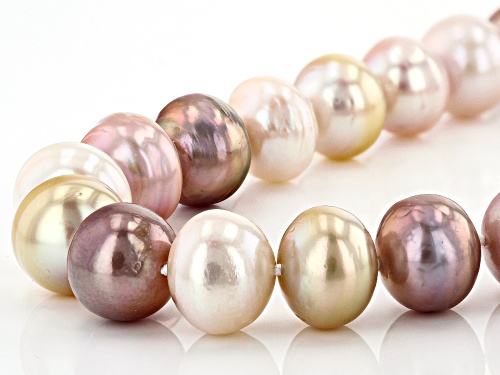10-13mm Multi-Color Cultured Kasumiga Pearl 14k White Gold 20 Inch Necklace And Stud Set