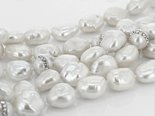 6-21mm White Cultured Freshwater Pearl With 0.12ctw Bella Luce® Rhodium Over Silver 28