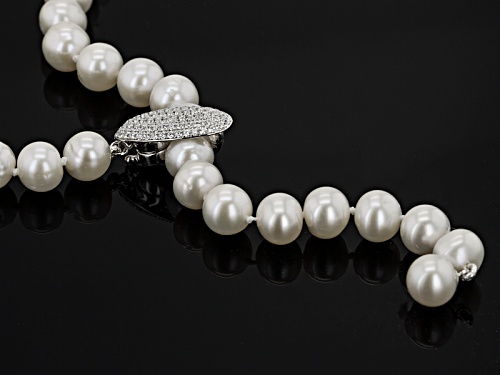 8-9mm Cultured Freshwater Pearl .83ctw Bella Luce® Rhodium Over Sterling Silver 44 Inch Necklace - Size 44