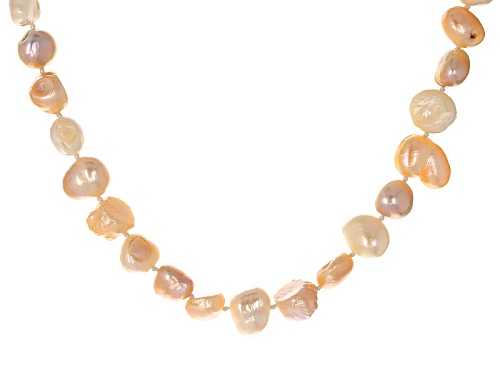 9-10mm Cultured Freshwater Pearl 60 Inch Strand Necklace With 18k Rose Gold Over Silver Shortener - Size 60