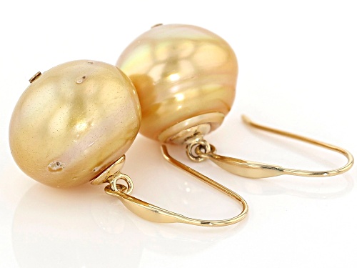 12-13mm Golden Cultured South Sea Pearl 14k Yellow Gold Earrings