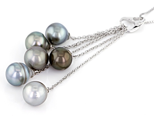 8mm Cultured Tahitian Pearl Rhodium Over Sterling Silver Pendant