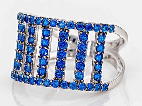1.50ctw Round Lab Created Blue Spinel Sterling Silver Band Ring - Size 5