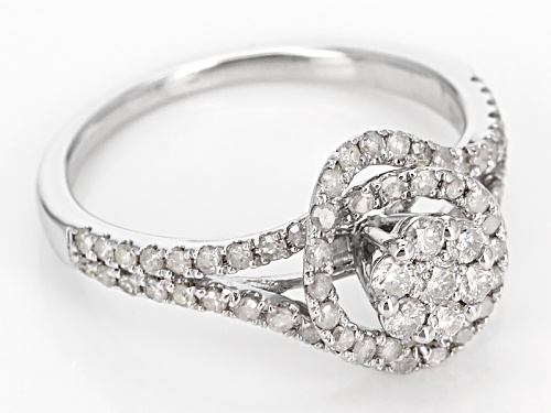.75ctw Round White Diamond 10k White Gold Ring - Size 7