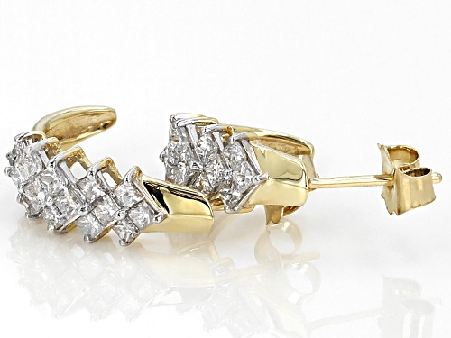 1.00ctw Princess Cut Diamond 10k Yellow Gold Earrings
