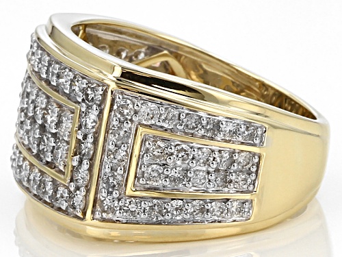 2.00ctw Round White Diamond 10k Yellow Gold Mens Ring - Size 10