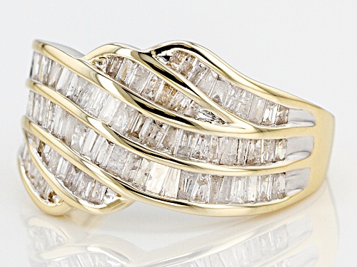 1.00ctw Baguette White Diamond 10k Yellow Gold Ring - Size 8