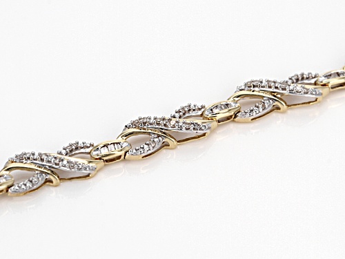 .50ctw Round And Baguette White Diamond 10k Yellow Gold Bracelet - Size 7.25