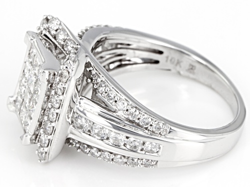 2.00ctw Round And Princess Cut White Diamond 10k White Gold Ring - Size 7