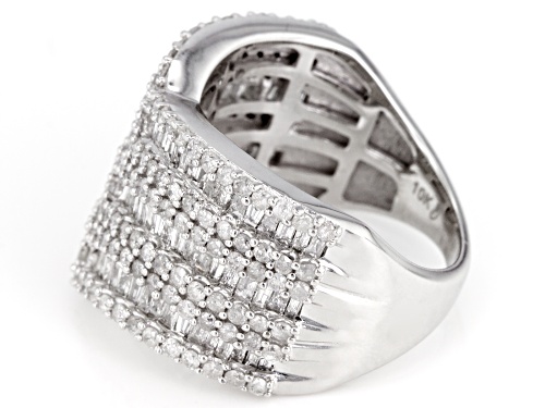 2.00ctw Round And Baguette White Diamond 10k White Gold Ring - Size 7
