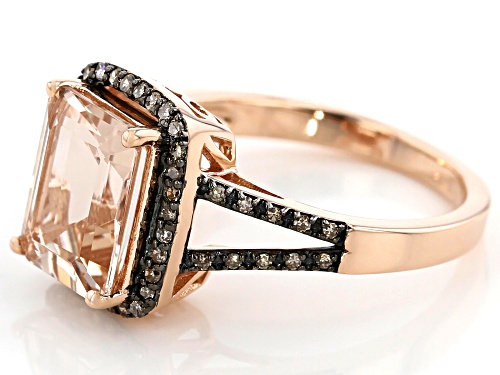 1.24ct Emerald Cut Cor-de-Rosa Morganite™ With .21ctw Champagne Diamonds 10k Rose Gold Ring - Size 6