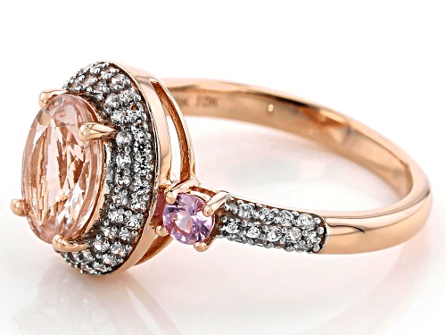 1.40ct Cor-De-Rosa Morganite™ With .22ctw Pink Sapphire & .36ctw White Zircon 10k Rose Gold Ring - Size 8