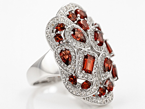 3.43ctw Mixed Shape Vermelho Garnet™ And .87ctw Round White Topaz Sterling Silver Ring - Size 6