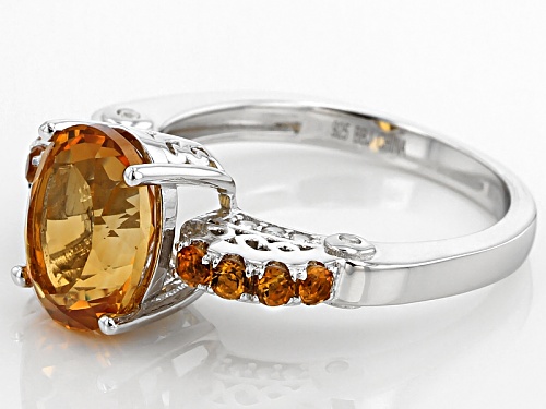 2.49ctw Oval And Round Madeira Citrine With .21ctw Round White Zircon Sterling Silver Ring - Size 8