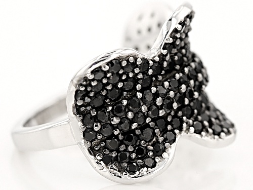 2.54ctw Round Black Spinel Sterling Silver Ring - Size 5