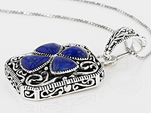 8x7mm And 7x7mm Trillion Lapis Lazuli Sterling Silver Enhancer With Chain