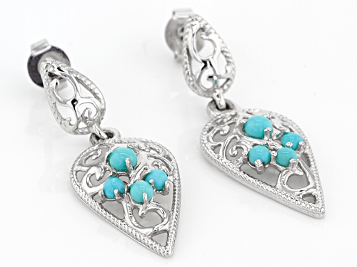 Round Cabochon Sleeping Beauty Turquoise Rhodium Over Sterling Silver Earrings
