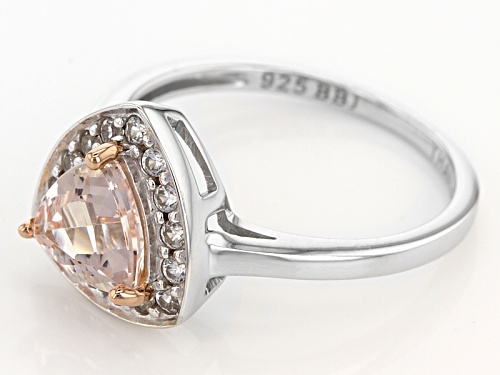 .76ct Trillion Morganite With .26ctw Round White Zircon Sterling Silver Ring - Size 8