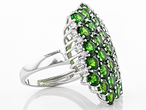 8.99ctw Round Russian Chrome Diopside With .66ctw White Zircon Sterling Silver Ring - Size 5