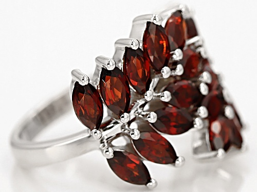 3.80ctw Marquise Vermelho Garnet™ Rhodium Over Sterling Silver Bypass Ring - Size 8
