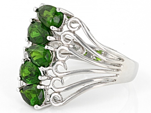 1.91ctw Pear Shape Chrome Diopside Rhodium Over Sterling Silver Ring - Size 6