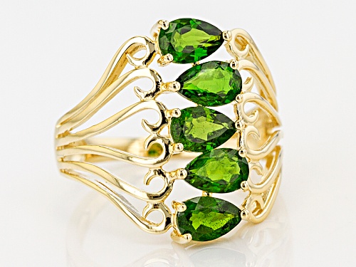 1.75ctw Pear Shape Chrome Diopside 18k Yellow Gold Over Sterling Silver 5-Stone Ring - Size 9