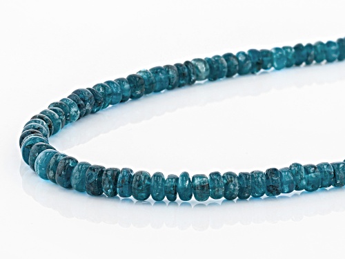 GRADUATED 3MM - 5MM NEON APATITE RONDELLE BEAD STERLING SILVER NECKLACE STRAND - Size 18