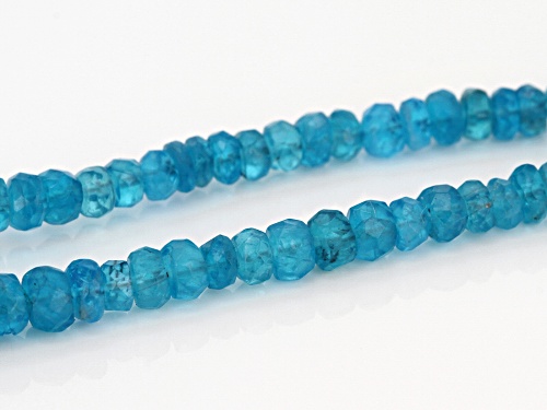 APPROXIMATELY 50.00CTW 3-4MM NEON APATITE RONDELLE BEAD STERLING SILVER NECKLACE STRAND - Size 20