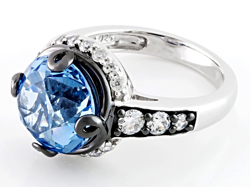 Bella Luce® 5.71ctw Blue & White Diamond Simulants Rhodium Over Sterling Ring - Size 10
