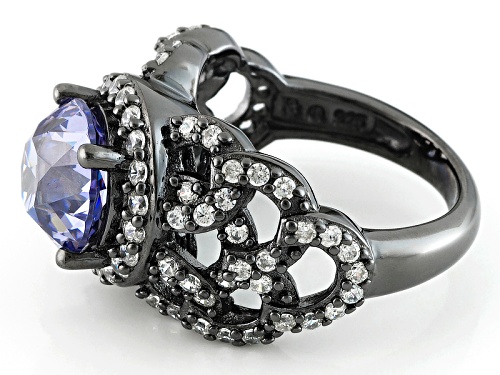 Bella Luce®Lavender & Diamond  Simulants Black Rhodium Over Sterling Ring - Size 6