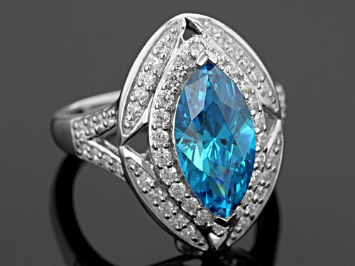Bella Luce®5.18ctw Neon Apatite & Diamond Simulants Rhodium Over Sterling Ring - Size 5