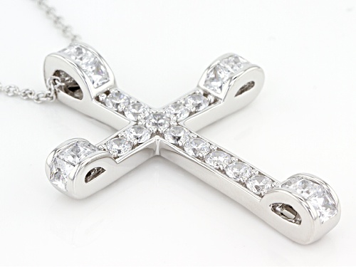 Bella Luce® Diamond Simulant Rhodium Over Sterling Silver Cross Pendant & Chain