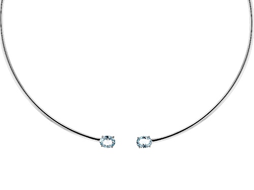 4.50ctw Oval Brazilian Glacier Topaz™ Sterling Silver Collar Necklace - Size 16