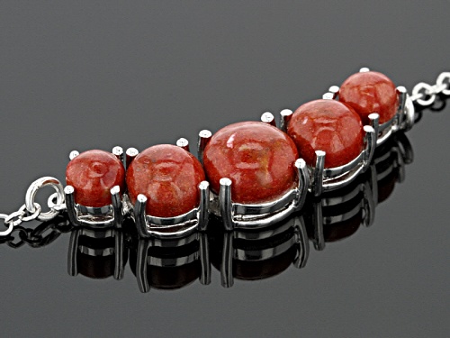 6mm, 8mm And 10mm Round Cabochon Red Sponge Coral Sterling Silver Necklace - Size 18