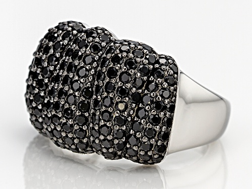 3.13ctw Round Black Spinel Sterling Silver Ring - Size 5