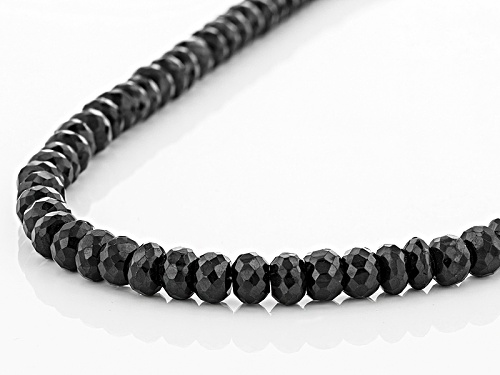 280.50ctw Black Spinel Rondelle Bead Sterling Silver Necklace - Size 20