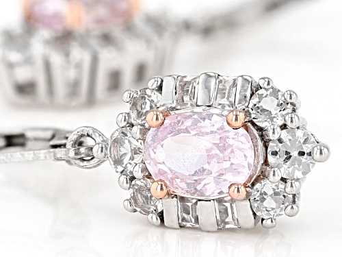 1.70ctw Oval Kunzite With 1.05ctw Baguette And Round White Topaz Rhodium Over Silver Earrings