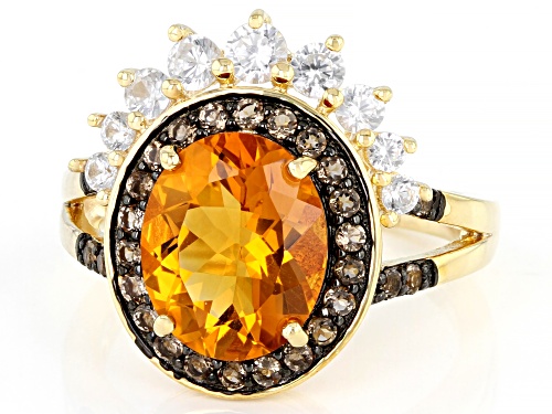 Rachel Roy Jewelry,4.09ctw Madeira Citrine,Smoky Quartz,Zircon 18k Gold Over Silver Ring - Size 11