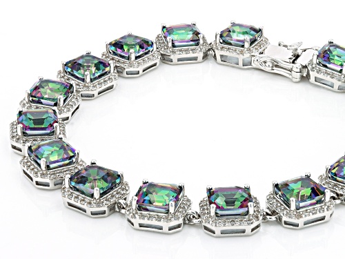 Rachel Roy Jewelry, 25.00ctw Multi-Color Peacock Quartz & White Zircon Rhodium Over Brass Bracelet - Size 8