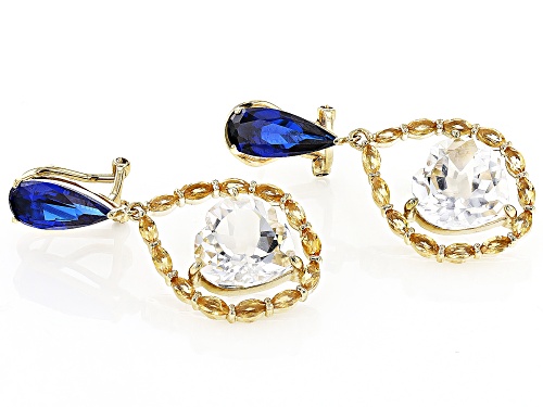 Rachel Roy Jewelry, 17.09ctw Crystal Quartz, Lab Spinel & Citrine 18k Gold Over Silver Earrings