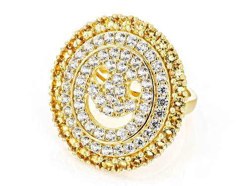 Rachel Roy Jewelry, 4.17ctw Citrine & White Zircon 18k Yellow Gold Over Silver Smiley Face Ring - Size 9