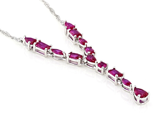 2.70ctw Lab Created Ruby Rhodium Over Sterling Silver Necklace - Size 18