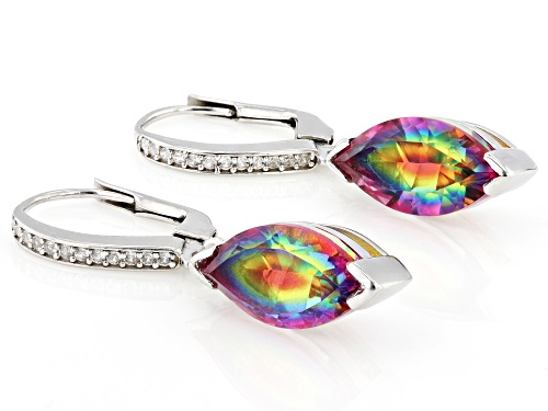 5.04ctw Rainbow Quartz Doublet with 0.12ctw Lab White Sapphire Rhodium Over Sterling Silver Earrings