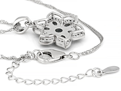 0.95ctw Aquamarine with 0.28ctw Black Spinel Rhodium Over Sterling Silver Pendant with Chain