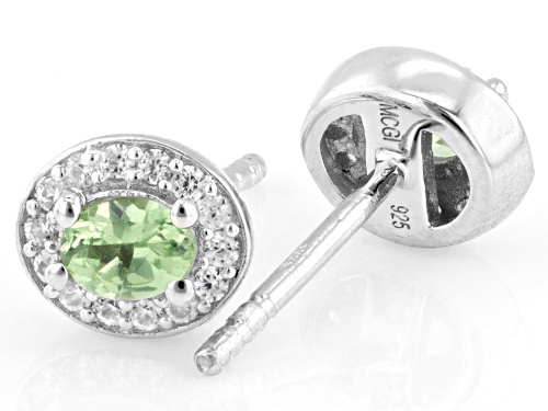 0.34ctw Mint Tsavorite with 0.19ctw White Zircon Rhodium Over Sterling Silver Earrings