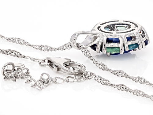 3.44ctw Multi Color Kyanite Rhodium Over Sterling Silver Pendant with Chain