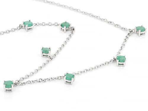 1.42ctw Round Brazilian Emerald Rhodium Over Sterling Silver Necklace - Size 18